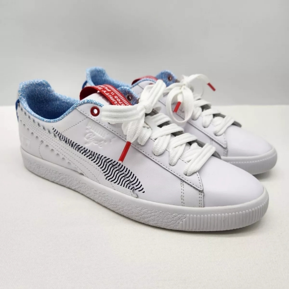 Puma Clyde White Leather Men Size 10 Sneaker Lace Up Low Top Casual 385705-01